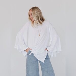 Three Bird Nest Bell Sleeve Baseball Tee White Medium BNWT In Packaging